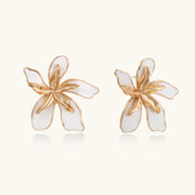Ivory Plumeria Statement Earrings