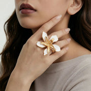 Ivory Lily Wrap Ring worn on model