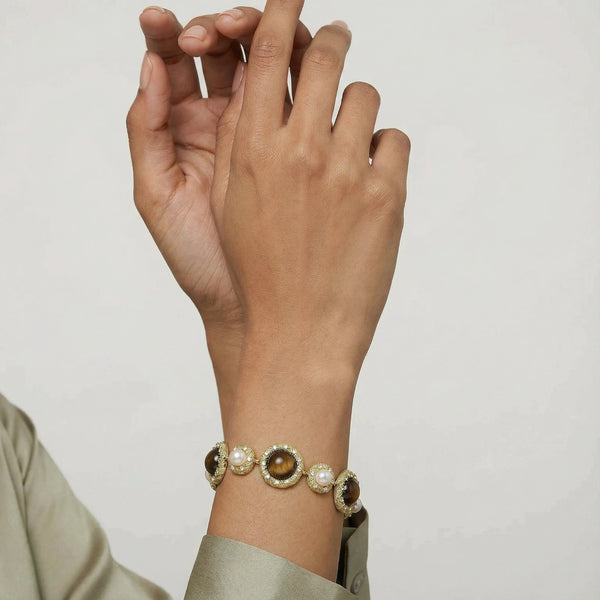 Ambergaze Tiger Eye Pearl Bracelet