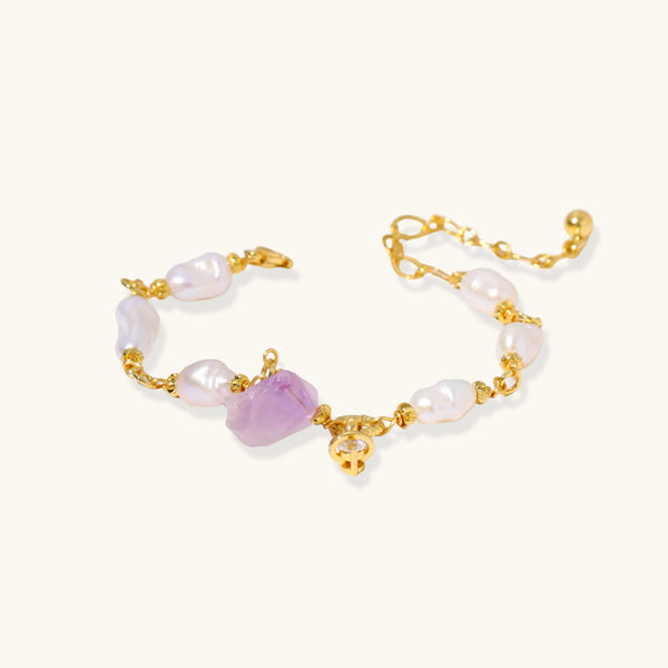 Lavender Drop Pearl Bracelet