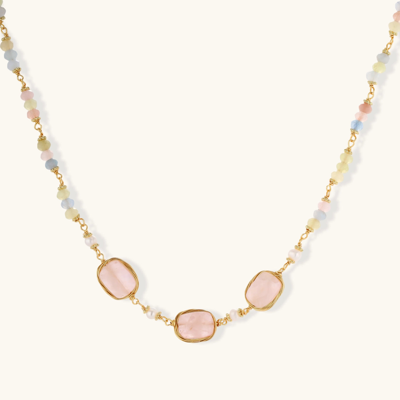 Blushstone Rose Quartz Pearl Necklace