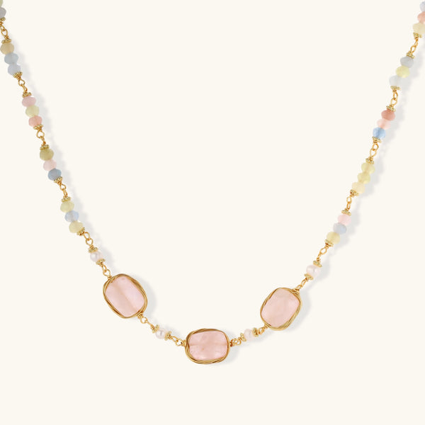 Blushstone Rose Quartz Pearl Necklace