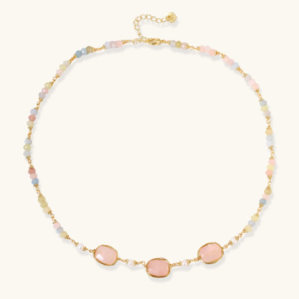 Blushstone Rose Quartz Pearl Necklace