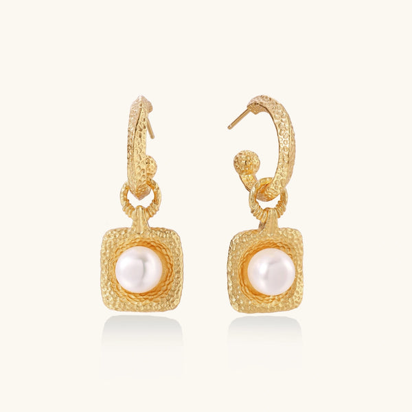 Byzantine Pearl Drop Hoops