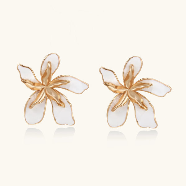 Ivory Plumeria Statement Earrings