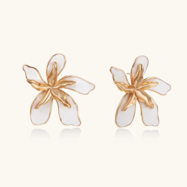 Ivory Plumeria Statement Earrings