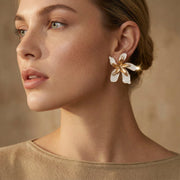 Ivory Plumeria Statement Earrings