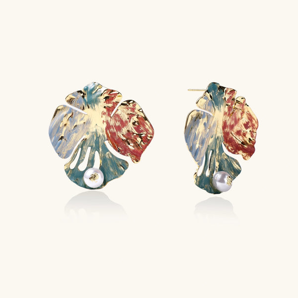 Monstera Pearl Muse Earrings