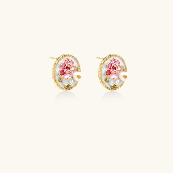 Roseglass Garden Pearl Studs