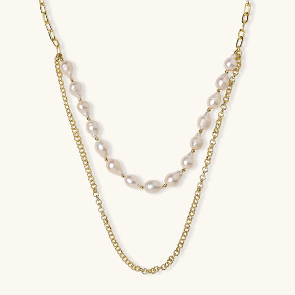 Gilded Pearldrift Layered Necklace