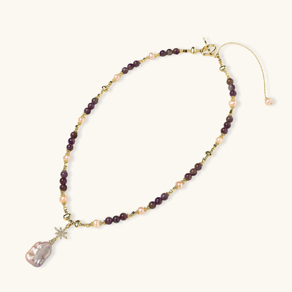 Starfall Amethyst Pearl Necklace