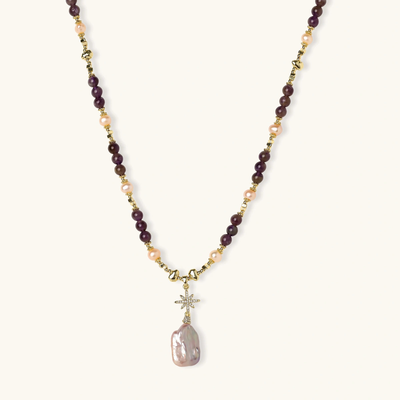 Starfall Amethyst Pearl Necklace