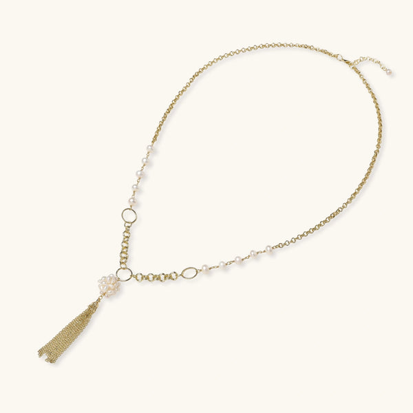 Lustrafall Pearl Tassel Necklace
