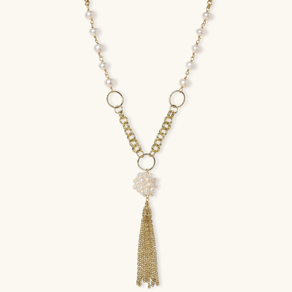 Lustrafall Pearl Tassel Necklace