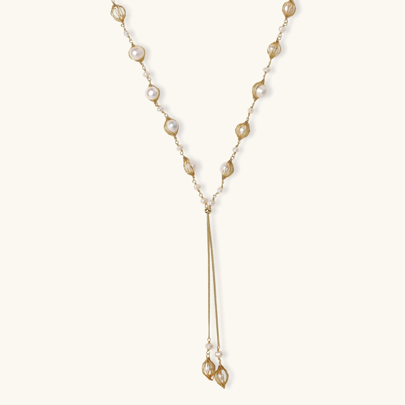Feather Fall Pearl Lariat
