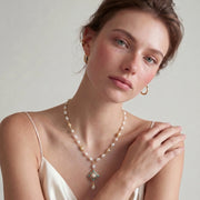 Palace Mosaic Pearl Lariat worn on model