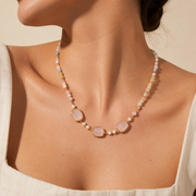 Blushstone Rose Quartz Pearl Necklace