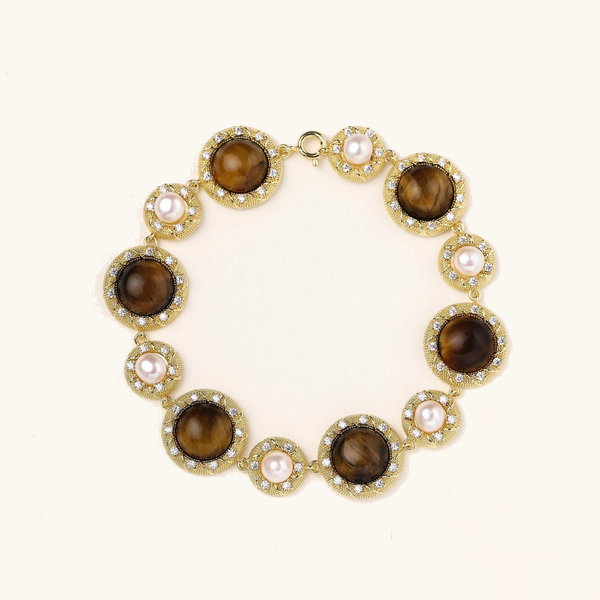Ambergaze Tiger Eye Pearl Bracelet